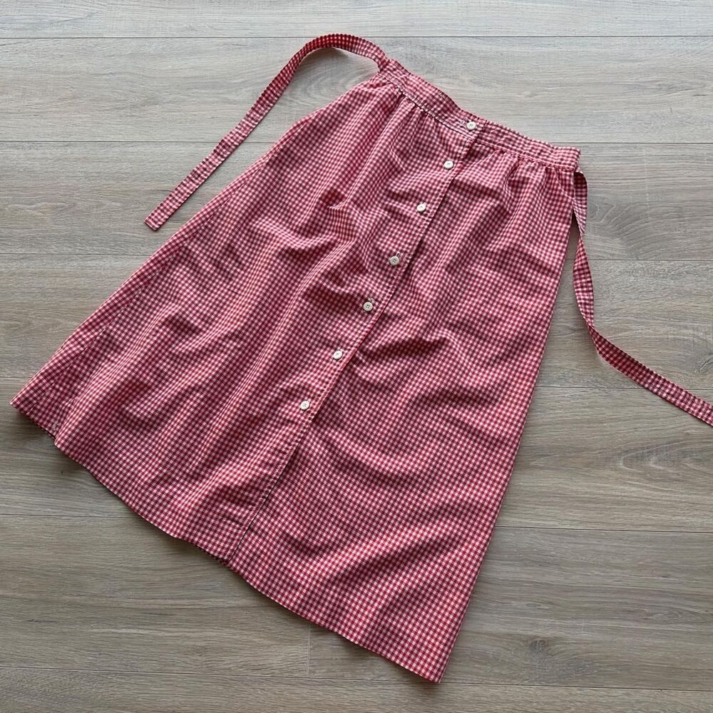 David Brooks Ltd Vintage 70's sz 12 Red & White Gingham Midi Skirt Twee Cottage